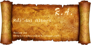 Rédai Albert névjegykártya